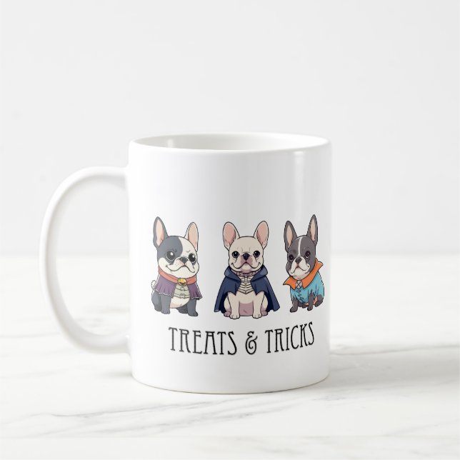 French Bulldog halloween treats & tricks Coffee Mug (Left)