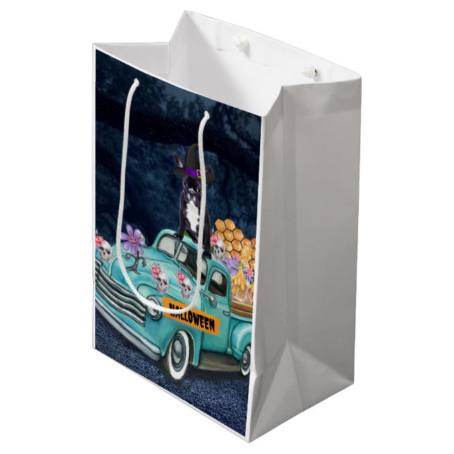 French Bulldog Halloween Truck Scary Night  Medium Gift Bag (Front Angled)