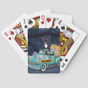 French Bulldog Halloween Truck Scary Night Playing Cards