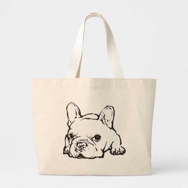 French Bulldog Handwritten Illustration bag Large (Front)
