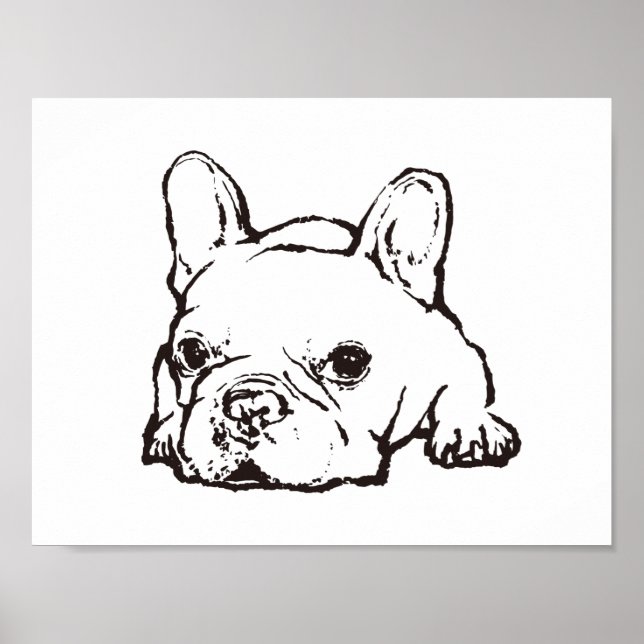 French Bulldog Handwritten Illustration Poster (Front)