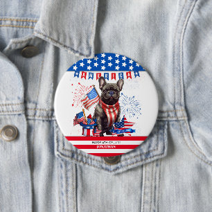 French Bulldog Happy 4Th Of July America Patriotic 10 Cm Round Badge
