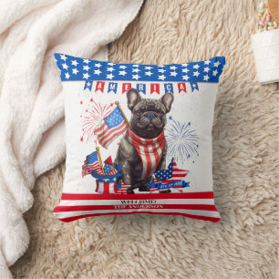 French Bulldog Happy 4Th Of July America Patriotic Cushion