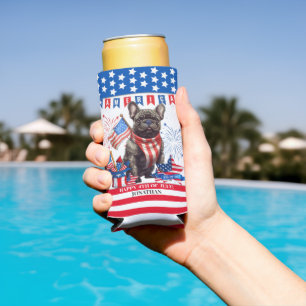 French Bulldog Happy 4Th Of July America Patriotic Seltzer Can Cooler