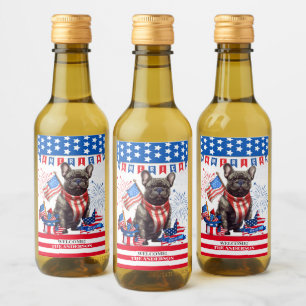 French Bulldog Happy 4Th Of July America Patriotic Wine Label