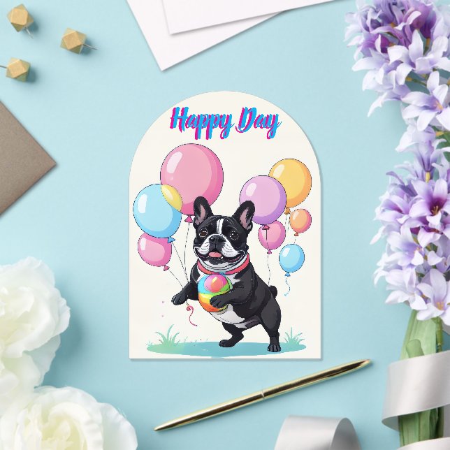 French Bulldog Happy Day Französische Bulldogge  Acrylic Invitations (Insitu (Wedding))
