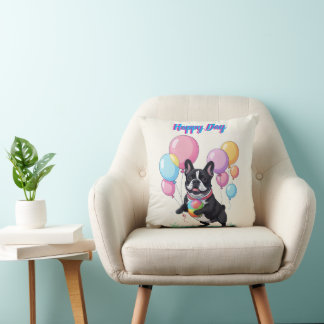 French Bulldog Happy Day Französische Bulldogge  Cushion