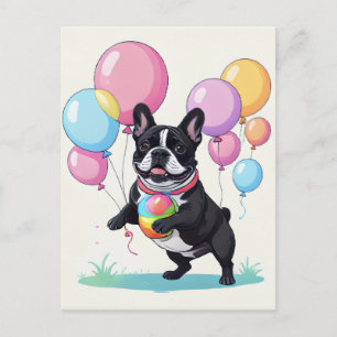 French Bulldog Happy Day Französische Bulldogge  Holiday Postcard