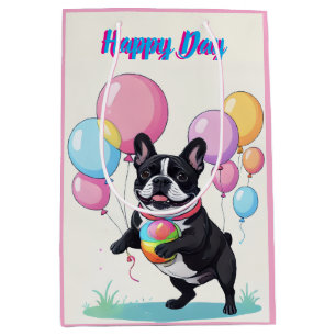 French Bulldog Happy Day Französische Bulldogge Medium Gift Bag