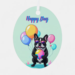 French Bulldog Happy Day Französische Bulldogge Metal Tree Decoration