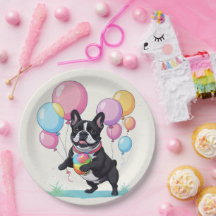 French Bulldog Happy Day Französische Bulldogge Paper Plate