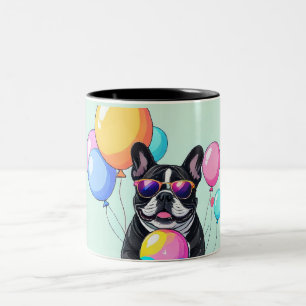 French Bulldog Happy Day Französische Bulldogge  Two-Tone Coffee Mug