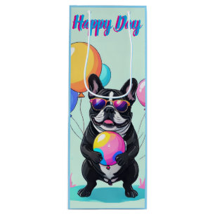 French Bulldog Happy Day Französische Bulldogge  Wine Gift Bag