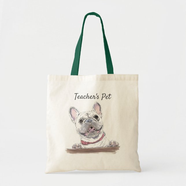 French Bulldog Happy Dog Drawing Personalised Tote Bag (Front)
