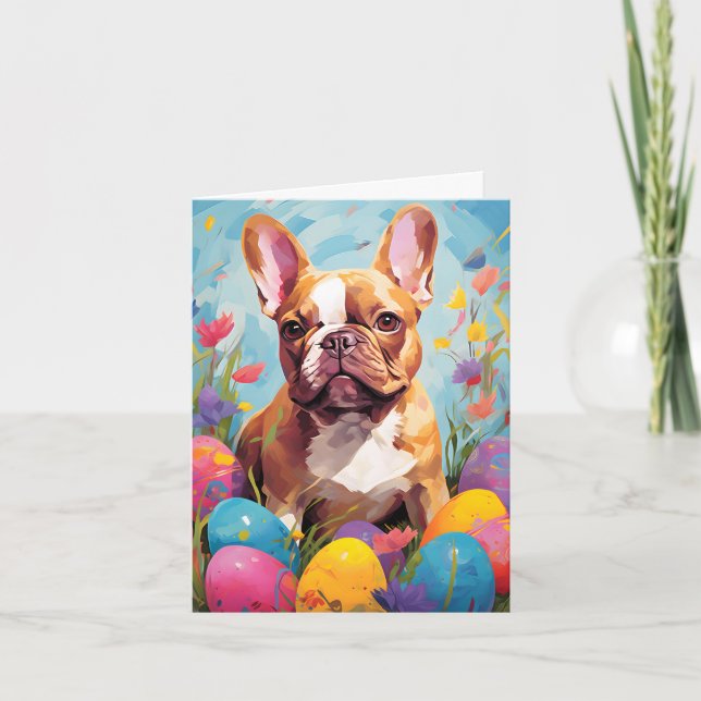 French Bulldog Happy Easter Card (Front)