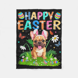French Bulldog Happy Easter Egg Hunt Bunny Ear Eas Fleece Blanket