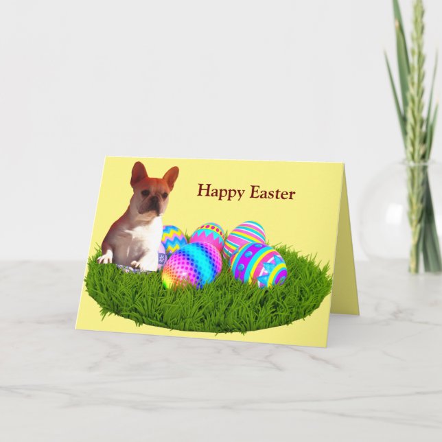 French Bulldog Happy Easter French Bulldog Holiday Card (Front)