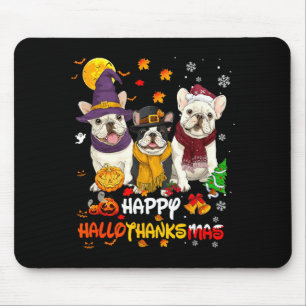 French Bulldog Happy Hallothanksmas Dog Lover Chri Mouse Mat