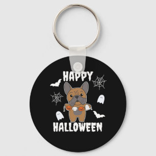 French Bulldog Happy Halloween Dog Costume Key Ring