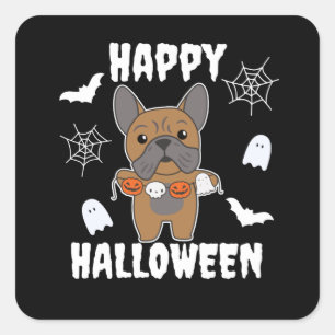 French Bulldog Happy Halloween Dog Costume Square Sticker