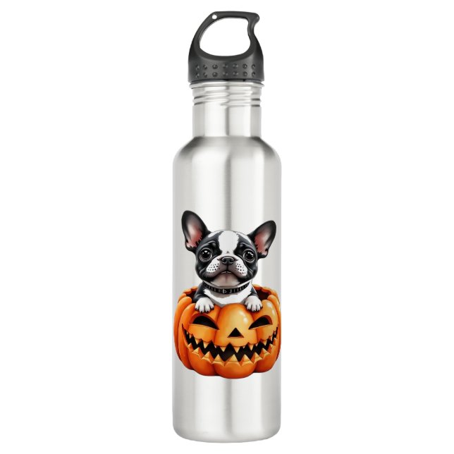 French Bulldog Happy Halloween pumpkin Classic T-S 710 Ml Water Bottle (Front)