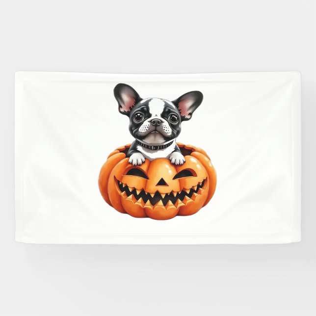 French Bulldog Happy Halloween pumpkin Classic T-S Banner (Horizontal)