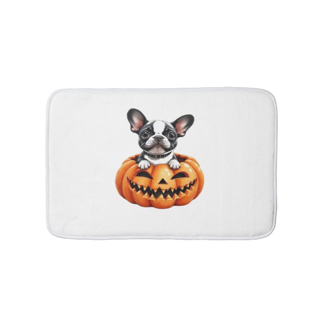 French Bulldog Happy Halloween pumpkin Classic T-S Bath Mat (Front)