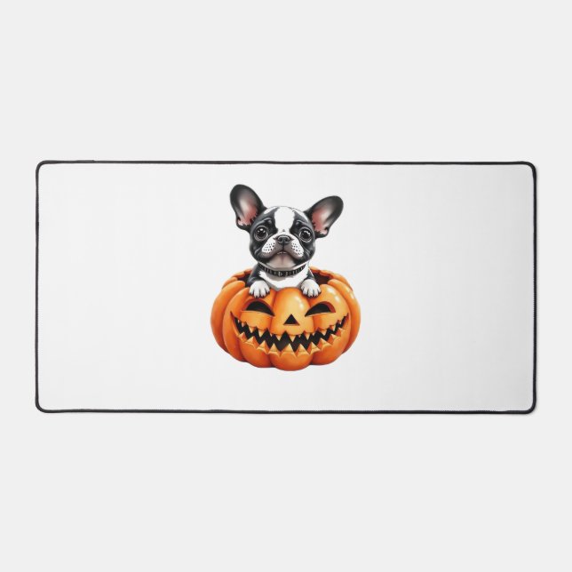 French Bulldog Happy Halloween pumpkin Classic T-S Desk Mat (Front)
