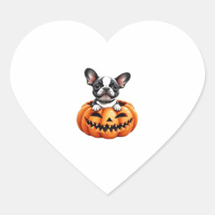 French Bulldog Happy Halloween pumpkin Classic T-S Heart Sticker