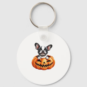 French Bulldog Happy Halloween pumpkin Classic T-S Key Ring