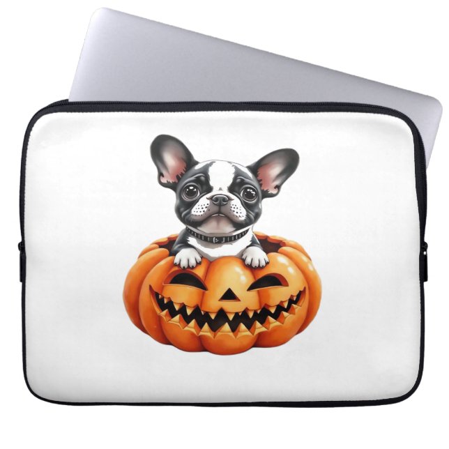 French Bulldog Happy Halloween pumpkin Classic T-S Laptop Sleeve (Front)