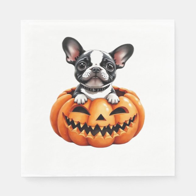 French Bulldog Happy Halloween pumpkin Classic T-S Napkin (Front)