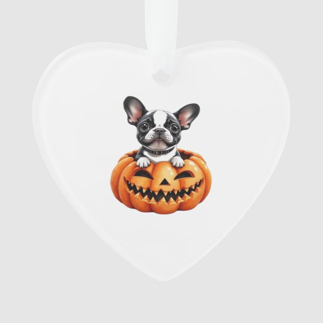 French Bulldog Happy Halloween pumpkin Classic T-S Ornament (Front)