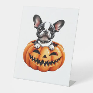 French Bulldog Happy Halloween pumpkin Classic T-S Pedestal Sign