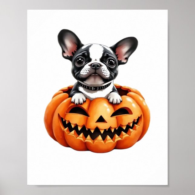 French Bulldog Happy Halloween pumpkin Classic T-S Poster (Front)
