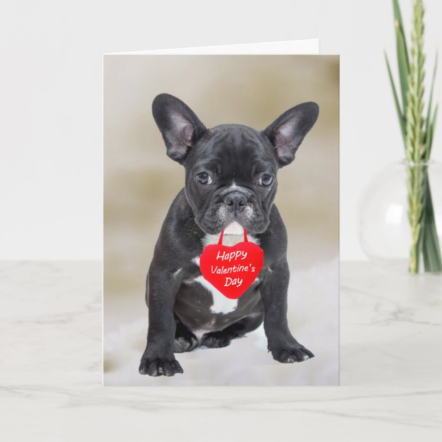 French Bulldog Happy Valentine's Day Greeting Card (Front)