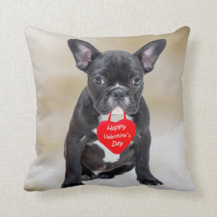 French Bulldog Happy Valentine's Day Pillow