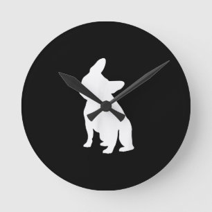 French Bulldog Head Tilt Apparel, Frenchie Head Round Clock