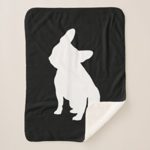 French Bulldog Head Tilt Apparel, Frenchie Head Sherpa Blanket