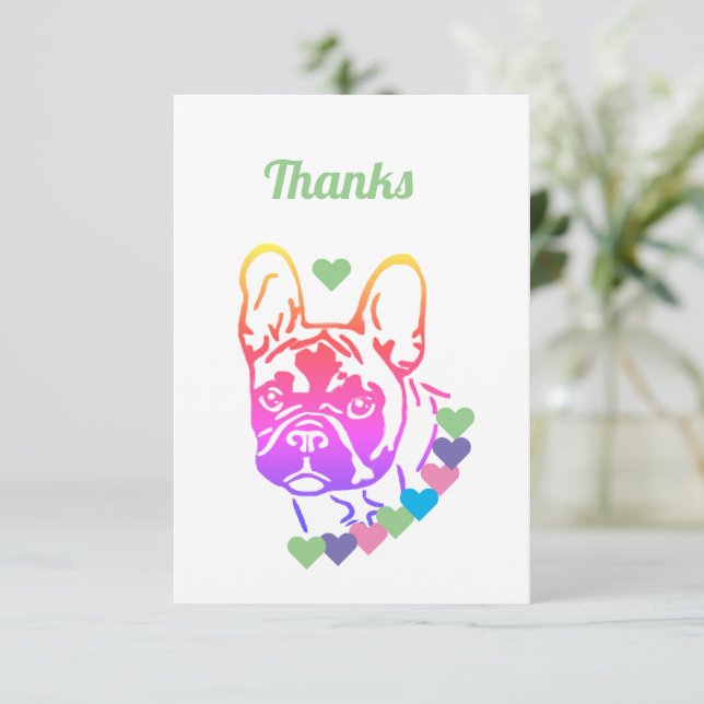 French Bulldog Heart Collar French Bulldog Thank You Card (Standing Front)