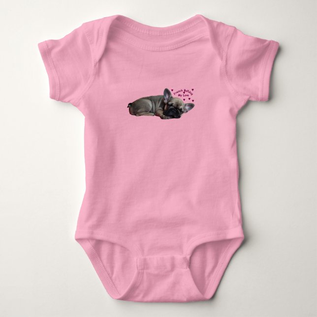 French Bulldog Heart French Bulldog Baby Bodysuit (Front)