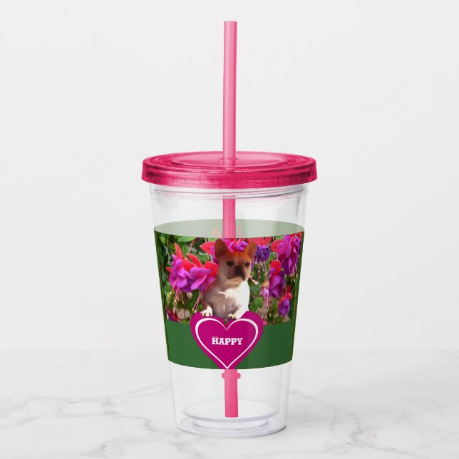 French Bulldog Heart French Bulldog Mother Acrylic Tumbler (Front)