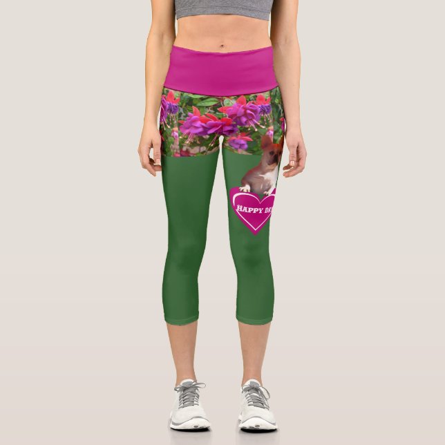 French Bulldog Heart French Bulldog Mother Capri Leggings (Front)