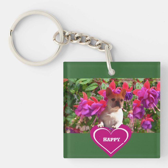 French Bulldog Heart French Bulldog Mother Key Ring (Front)