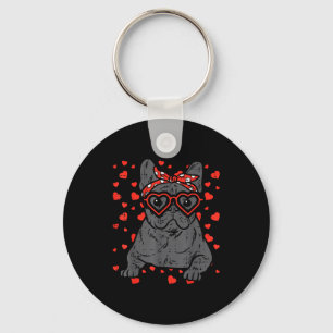 French Bulldog Heart Gles Valentine Day Frenchie D Key Ring