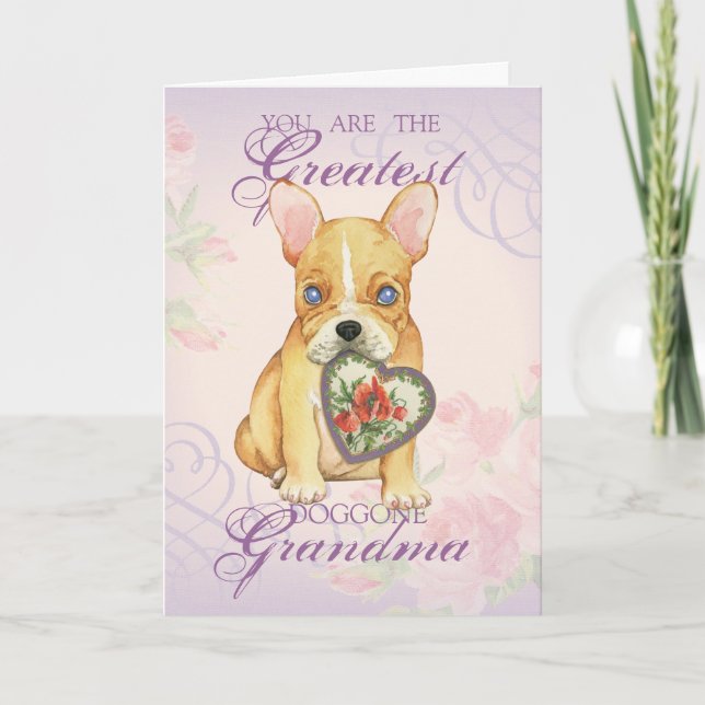 French Bulldog Heart Grandma Card (Front)