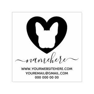 French Bulldog Heart Modern Self-inking Stamp