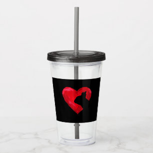 French Bulldog Heart Silhouette Valentines Day Dog Acrylic Tumbler