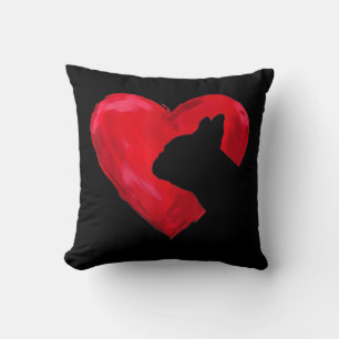 French Bulldog Heart Silhouette Valentines Day Dog Cushion