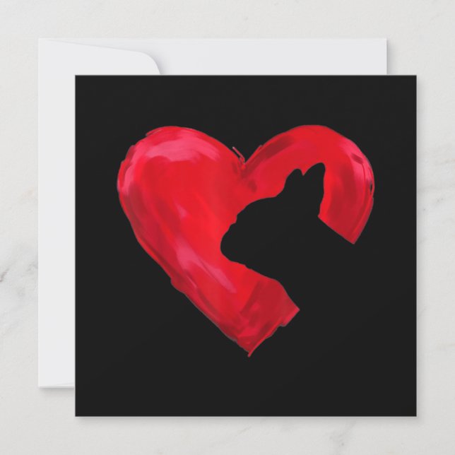 French Bulldog Heart Silhouette Valentines Day Dog Holiday Card (Front)